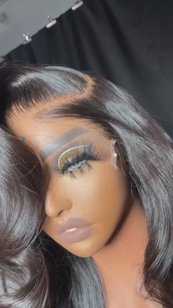 HD 6*6 Customzied Raw Hair Wig Restyled Body Wave C part  22inch